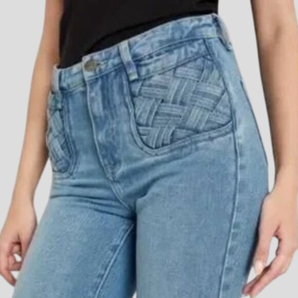 Sam Edelman Braided Pocket Bay High Rise Flare Jeans - Picture 2 of 15